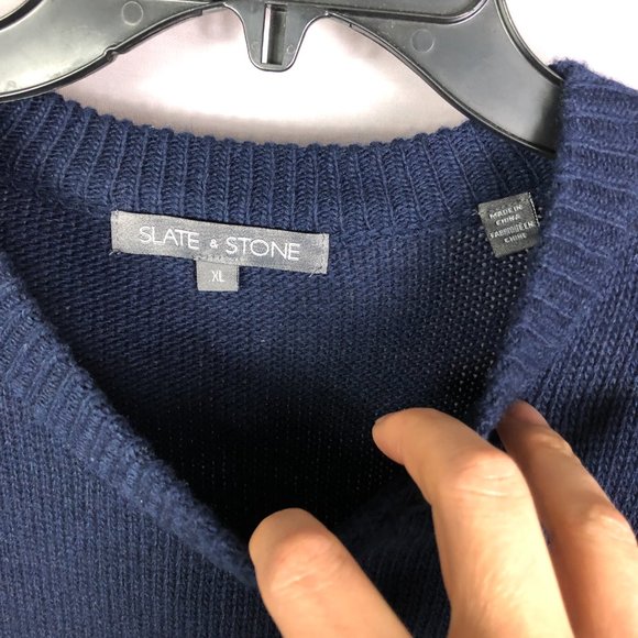 Slate and Stone Navy Gray Stripe Crew Neck Sweater Size XL - Picture 5 of 7